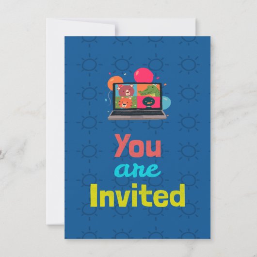 Custom Child's Online Schooling Cartoon Uitnodigin Kaart (Achterkant)