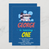 Custom Child's Raccoon Bandit Cartoon Invitation Kaart (Voorkant / Achterkant)