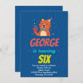 Custom Child's Tiger Cupcake Cartoon Invitation Kaart (Voorkant / Achterkant)