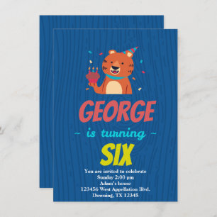 Custom Child's Tiger Cupcake Cartoon Invitation Kaart