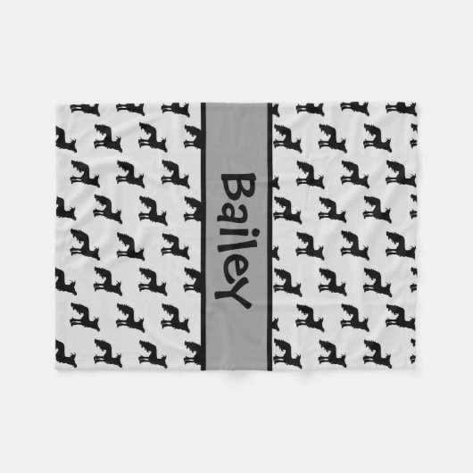 Custom Chinese Crested Dog Silhouette Fleece Deken (Voorkant (Horizontaal))