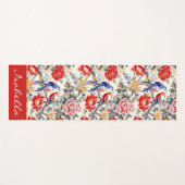 Custom Chinoiserie Aziatische Bloemen Roze Blauw R Yogamat (Voorkant (horizontaal))