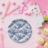 Custom Chinoiserie Patroon Pagode Blauw Papieren Bordje (Feest)