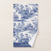 Custom Chinoiserie Patroon Pagode Blauw Wit Bad Handdoek (Handdoek)