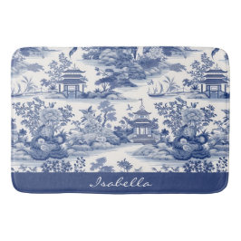 Custom Chinoiserie Patroon Pagode Blauw Wit Badmat