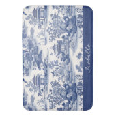 Custom Chinoiserie Patroon Pagode Blauw Wit Badmat (Voorkant Verticaal)