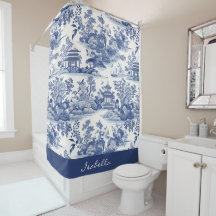 Custom Chinoiserie Patroon Pagode Blauw Wit