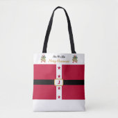 Custom Chique Rood Wit Sinterklaas Outfit Kerstmis Tote Bag (Voorkant)