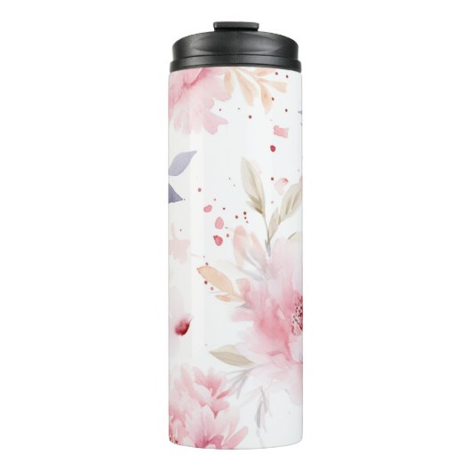 Custom | Chique | Roze pioenen | Bloemen Thermosbeker (Voorkant)