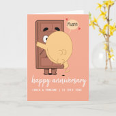 Custom Choco & Pancake Happy Wedding Jubileum Kaart (Gele Bloem)