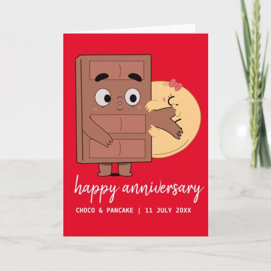 Custom Choco & Pancake Happy Wedding Jubileum Kaart (Voorkant)