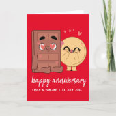 Custom Choco & Pancake Happy Wedding Jubileum Kaart (Voorkant)