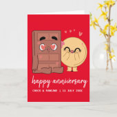 Custom Choco & Pancake Happy Wedding Jubileum Kaart (Gele Bloem)