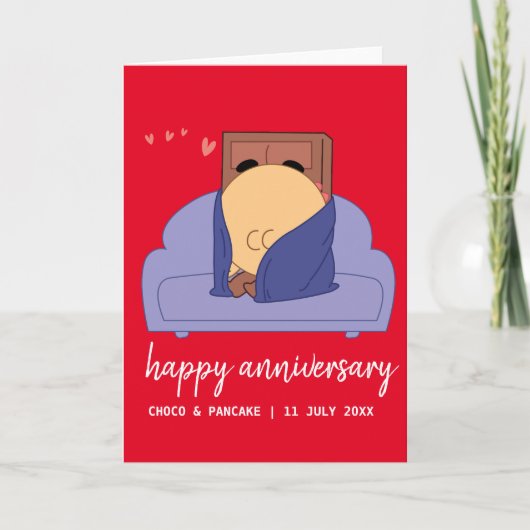 Custom Choco & Pancake Happy Wedding Jubileum Kaart (Voorkant)