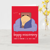 Custom Choco & Pancake Happy Wedding Jubileum Kaart (Gele Bloem)