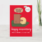 Custom Choco & Pancake Happy Wedding Jubileum Kaart (Voorkant)