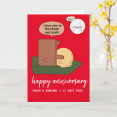 Custom Choco & Pancake Happy Wedding Jubileum Kaart (Gele Bloem)