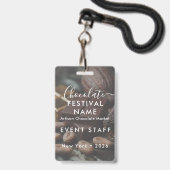 Custom Chocolate Festival Event Staff Photo Badge (Voorzijde met lanyard)