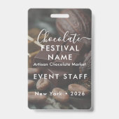Custom Chocolate Festival Event Staff Photo Badge (Achterkant)