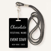 Custom Chocolate Festival Photo QR Code Staff Badge (Voorkant met draagriem)