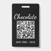 Custom Chocolate Festival QR Code Exibitor ID Badge (Achterkant)