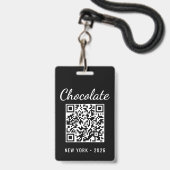Custom Chocolate Festival QR Code Exibitor ID Badge (Achterkant met lanyard)