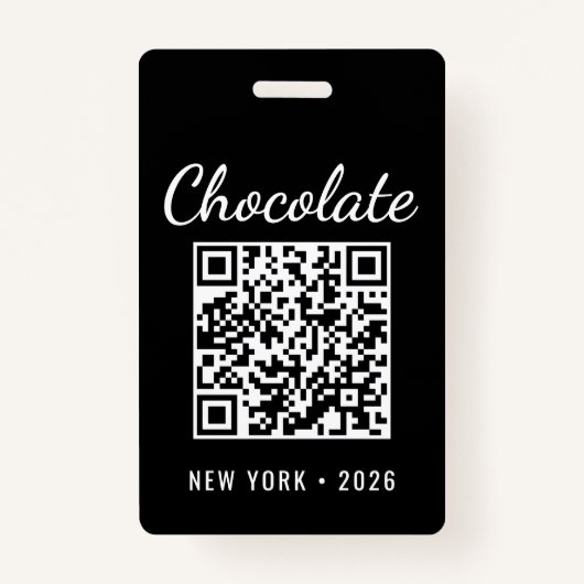 Custom Chocolate Festival QR Code Exibitor ID Badge (Achterkant)