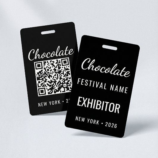 Custom Chocolate Festival QR Code Exibitor ID Badge