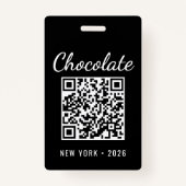 Custom Chocolate Festival QR Code Exibitor ID Badge (Achterkant)