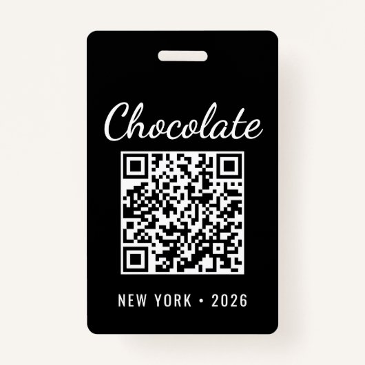 Custom Chocolate Festival QR Code Exibitor ID Badge (Achterkant)
