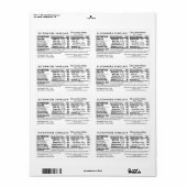 Custom Chocolate Maker Products Nutrition Facts Etiket (Full Sheet)