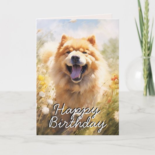 Custom Chow Chow Happy Birthday Kaart (Voorkant)