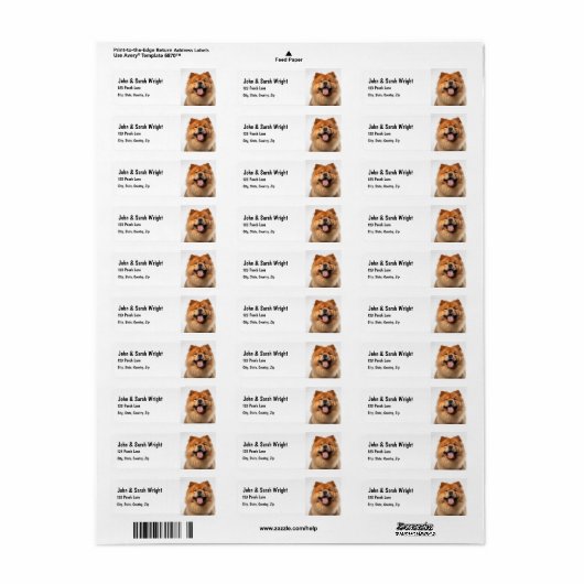 Custom Chow Dog Address Label (Full Sheet)