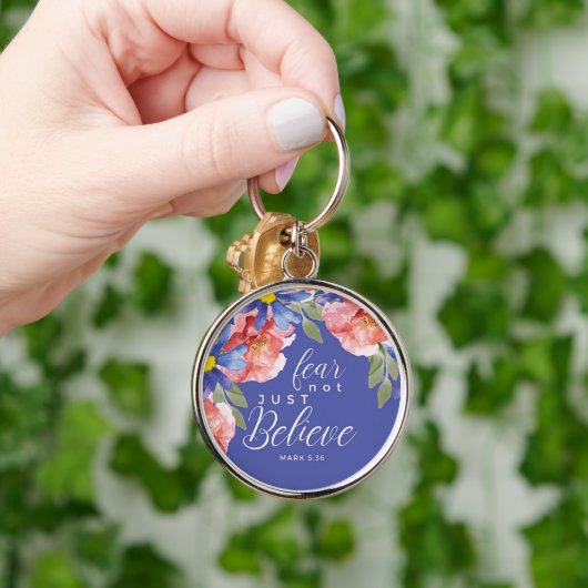 Custom Christian Fear No Just Believe Sleutelhanger (Hand)
