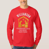 Custom Christian Glitter Nativity Family Christmas T-shirt (Voorkant)