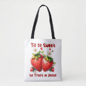 Custom Christian Jesus Summer Strawberries Tote Bag (Voorkant)