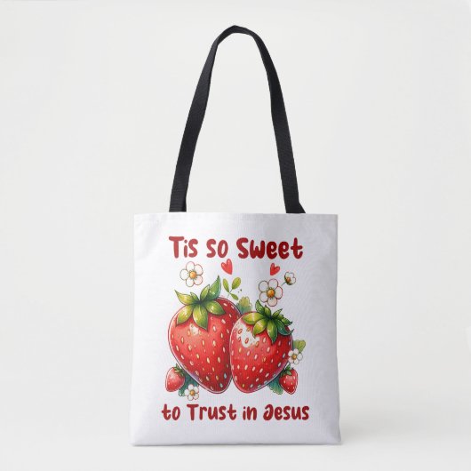 Custom Christian Jesus Summer Strawberries Tote Bag (Voorkant)