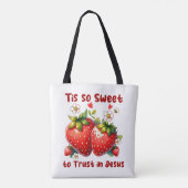 Custom Christian Jesus Summer Strawberries Tote Bag (Achterkant)