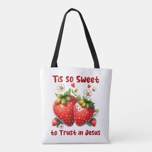 Custom Christian Jesus Summer Strawberries Tote Bag (Achterkant)