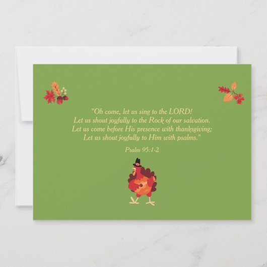 Custom Christian Thanksgiving Bible Verse | Dinner Kaart (Achterkant)