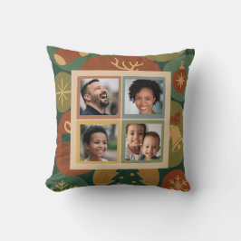 Custom Christmas 4-Photo Family Collage Kussen
