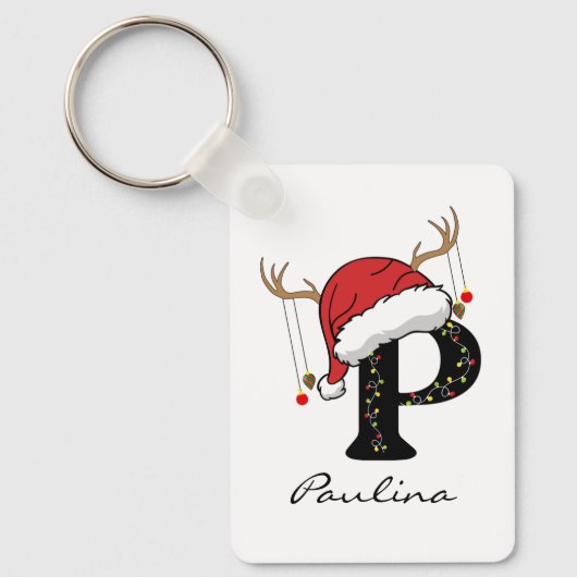 Custom Christmas Alphabet Initial Keychain for Mom (Voorkant)