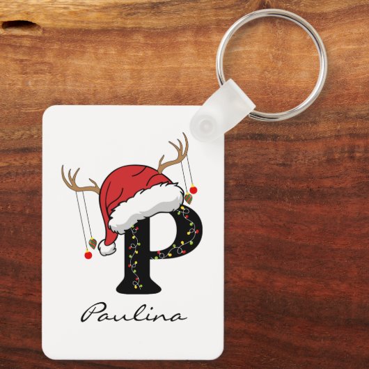 Custom Christmas Alphabet Initial Keychain for Mom (Achterkant)