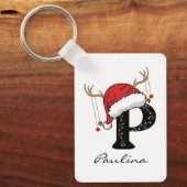 Custom Christmas Alphabet Initial Keychain for Mom (Voorkant)