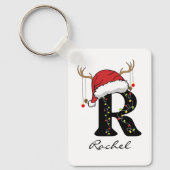 Custom Christmas Alphabet Initial Keychain for Mom (Voorkant)