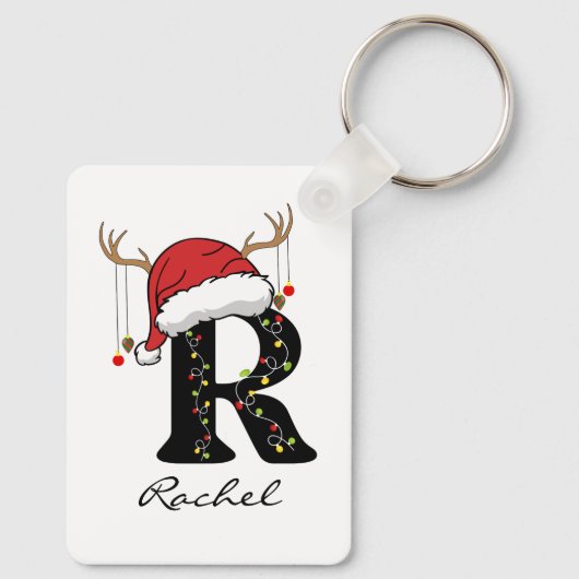 Custom Christmas Alphabet Initial Keychain for Mom (Achterkant)