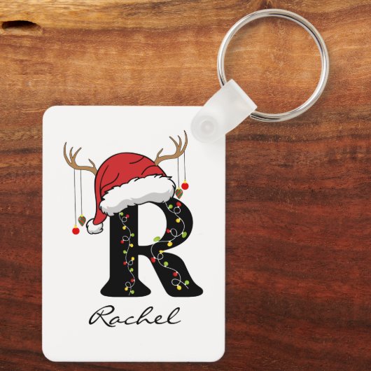Custom Christmas Alphabet Initial Keychain for Mom (Achterkant)