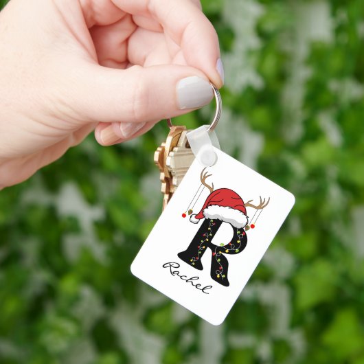 Custom Christmas Alphabet Initial Keychain for Mom (Hand)