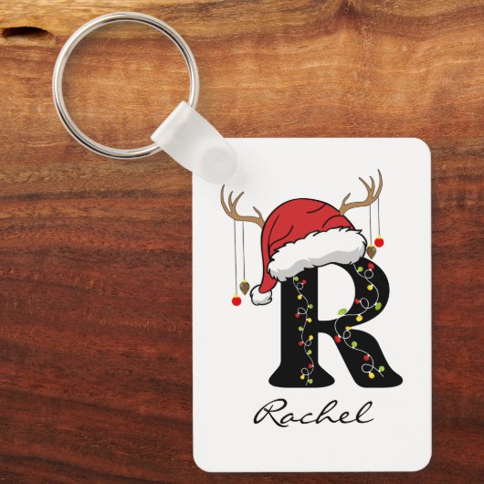 Custom Christmas Alphabet Initial Keychain for Mom (Voorkant)