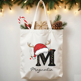 Custom Christmas Alphabet Monogram Bag for Women Tote Bag